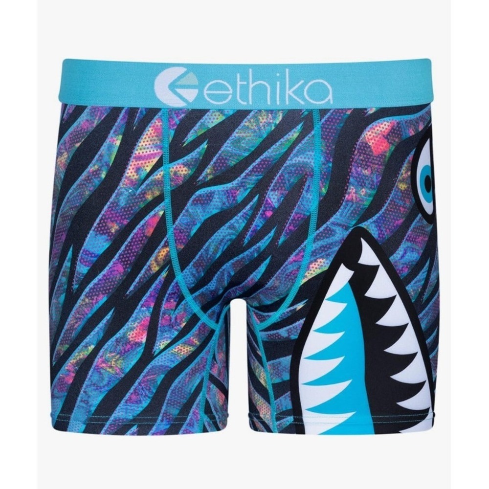 Ethika Mens The Staple Boxer Brief BMR Excursions Shark Tiger Stripe Size L NEW